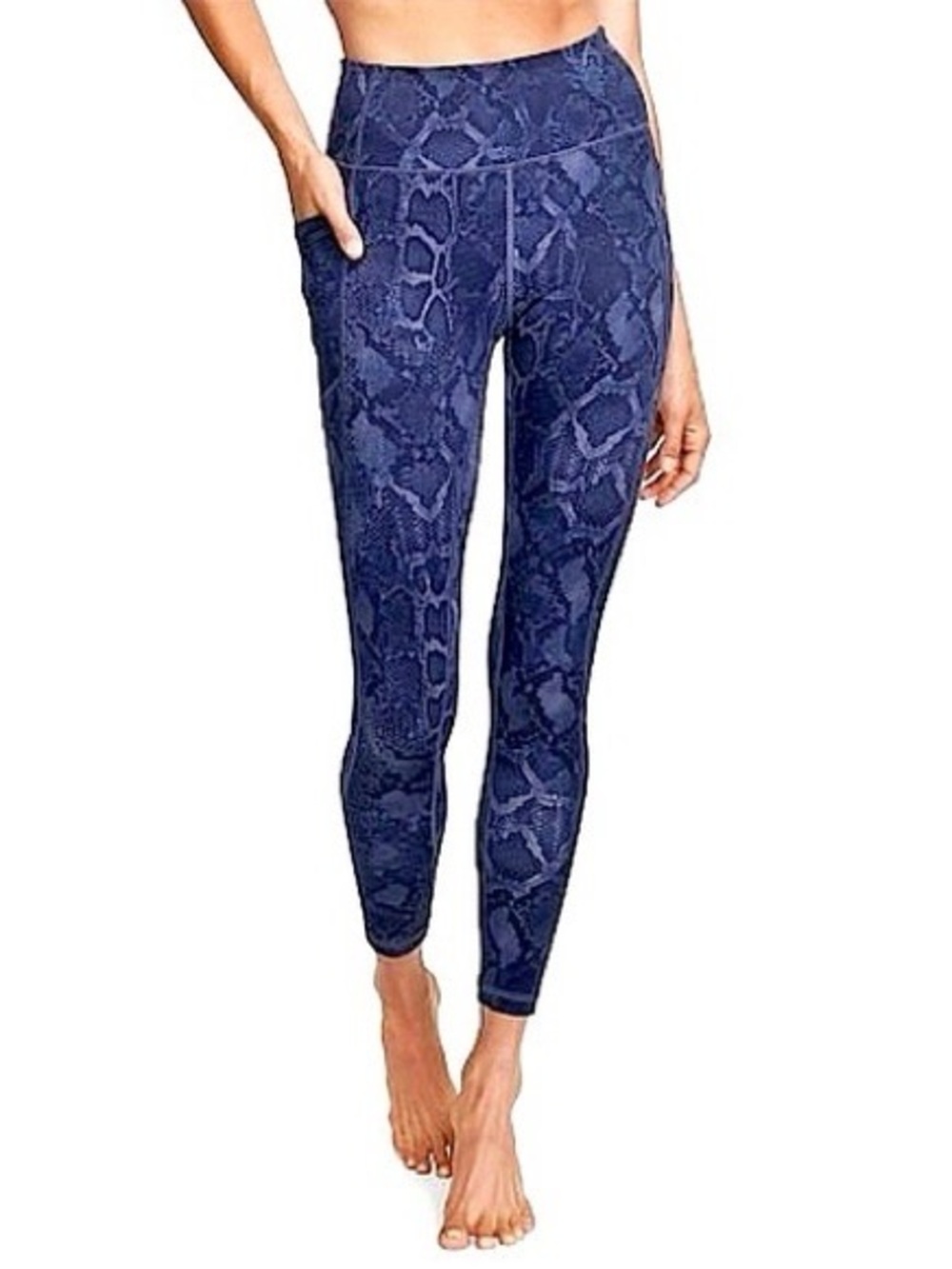 Victoria’s Secret Flow On Point Blue Snakeskin Leggings High Rise with Pockets - Picture 2 of 4